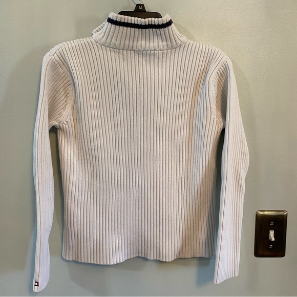 Tommy Hilfiger white zip sweater cardigan Y2K medium - Picture 3 of 7